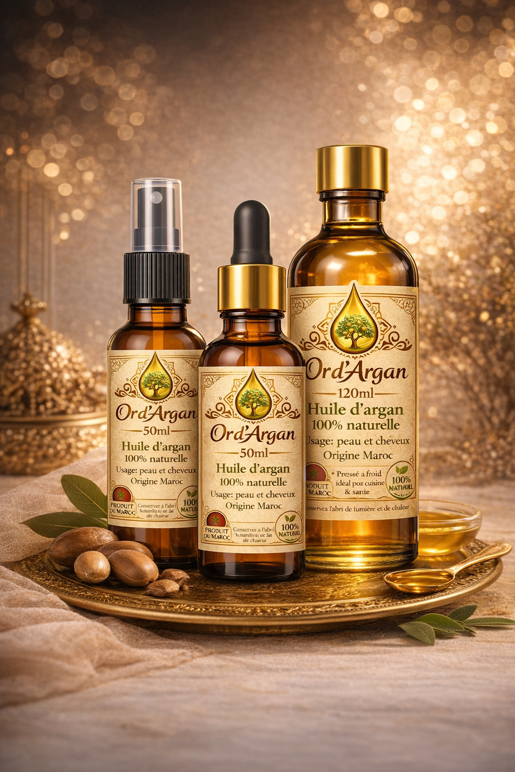 💛 Packs Huile d’Argan – Cheveux, Visage & Alimentaire | 100% Naturelle 🇲🇦