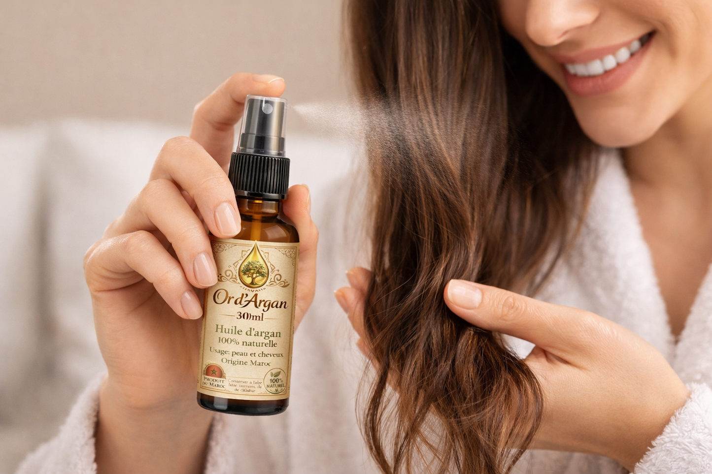 Huile d’Argan Cheveux – Brillance & Réparation