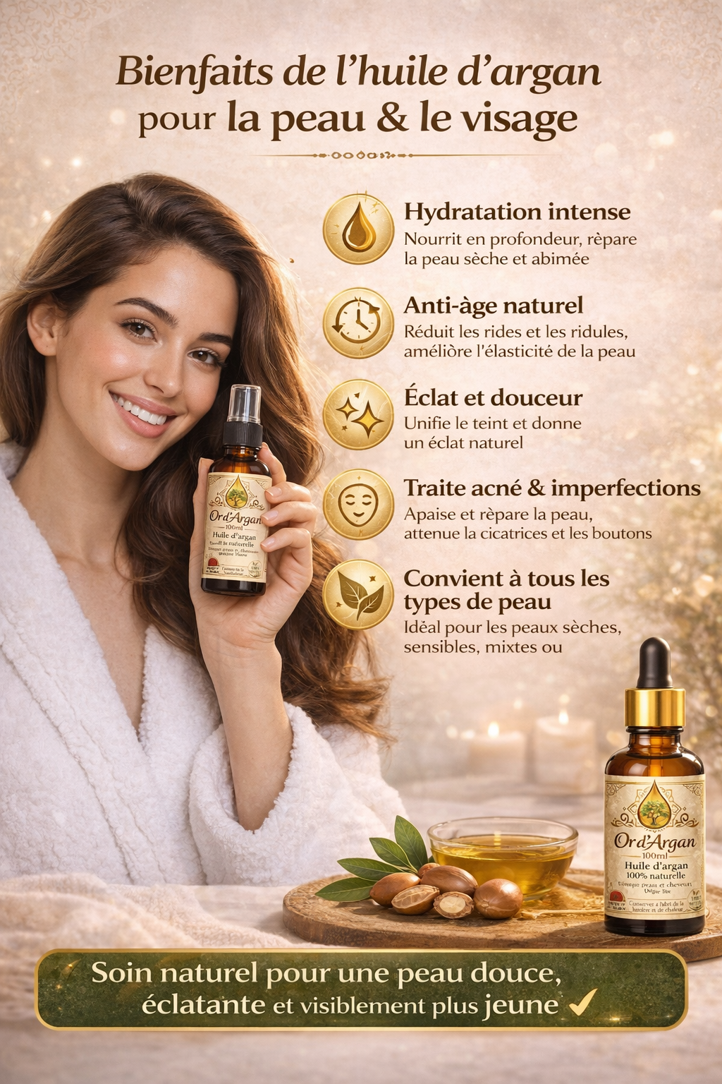 Huile d’Argan Visage & Corps – Hydratation Intense